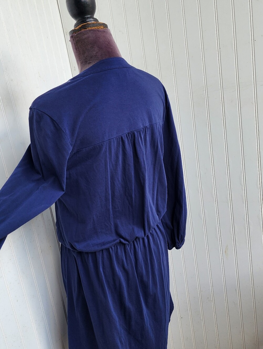 LILLY PULITZER Beckett Blouson Jersey Dress Navy Blue 3/4 Sleeve Pima Cotton M - Picture 10 of 16